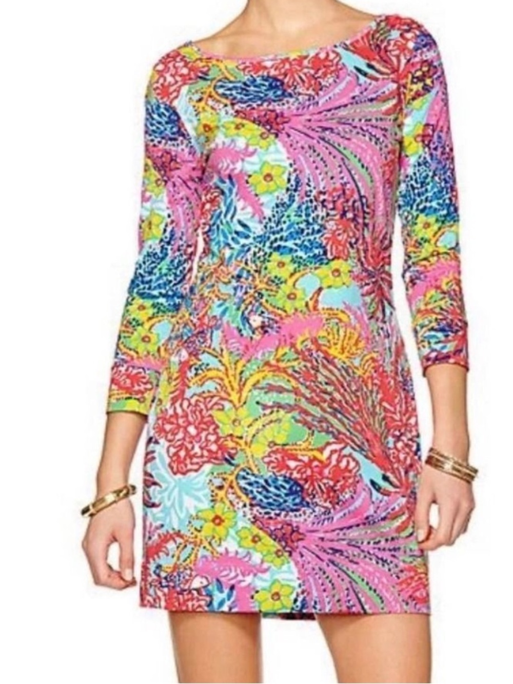 Lily Pulitzer Multi Color Tropical Floral Marlowe Fishing for Compliments Dress